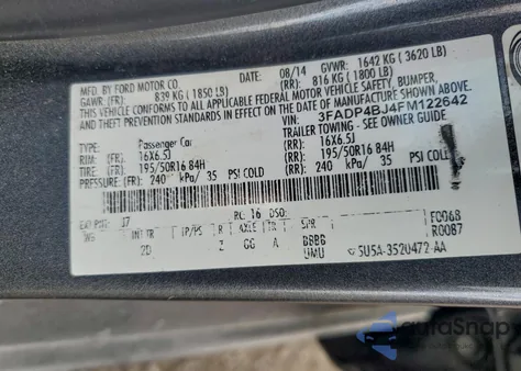 2015 Ford Fiesta Se from USA, damaged, VIN 3FADP4BJ4FM122642